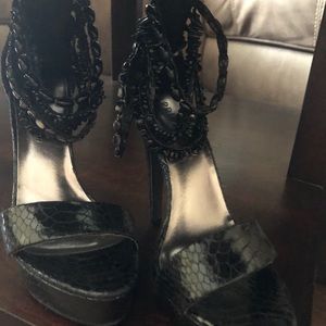 Black Open toe heels